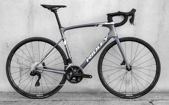 Road bicycle RIDLEY FENIX DISC - 105 Di2 2x12s - color FEN-01As (Arctic Grey Metallic-White- Battleship Grey)