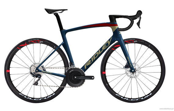 Road bicycle RIDLEY NOAH DISC  - Ultegra 2x11s - color NHD-01As (Deep Dark Blue-Red-Beige)